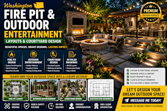 provide washington fire pit, outdoor entertainment layouts and courtyard design