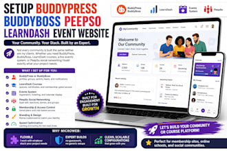 setup buddypress buddyboss peepso learndash event website