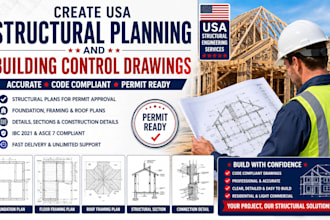 create USA structural planning and building control drawings