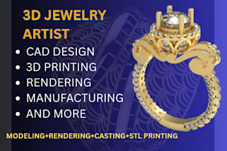 create 3d jewelry design, rendering, ring and pendant designs for 3d printing