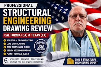 review  structural engineering drawings for ca, tx
