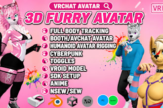 create custom vrchat furry fursona humanoid vtuber vrm avatar avatar retexturing