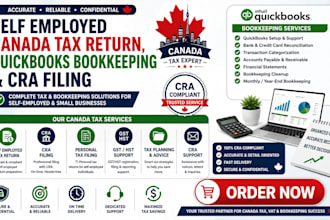 prepare self employed canada tax return quickbooks bookkeeping and cra filing