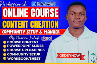 create online course content, curriculum, course development and workbook