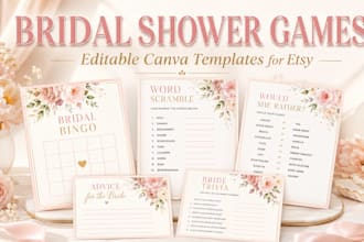 design editable bridal shower games and canva templates for etsy