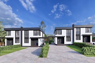 renovate duplex exterior, revit 3d model, remodel townhouse,real estate property