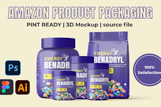 design amazon product packaging, box packaging and label design