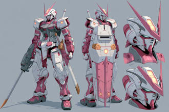 create retro mecha or scifi gundam art