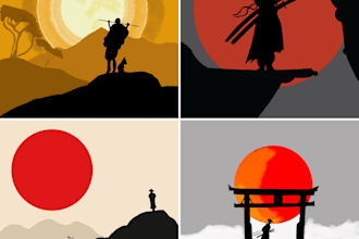 illustrate beautiful flat landscape illustration art