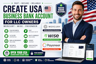 create business USA bank for llc owners, mercury wise payoneer USA bank creation