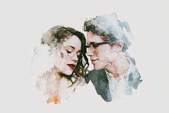 minimalist watercolor portraits from your photos