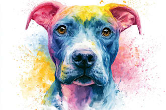 draw a rainbow watercolor portrait of your pet