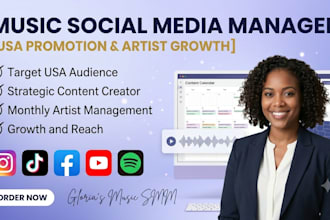 do USA music promotion as your social media manager and content creator