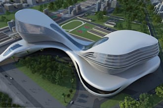 innovative futuristic architecture,parametric building design,3d exterior render