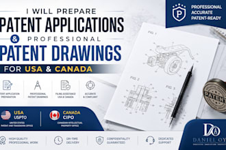 prepare patent applications and professional patent drawings for USA canada
