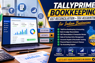 do tally bookkeeping, gst reconciliation and tax accounting for indian business