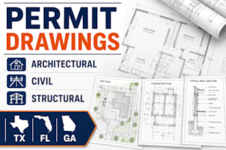 design architectural, civil and structural permit drawings for texas florida ga