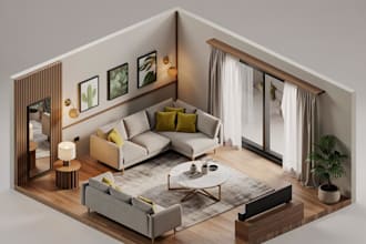 create photorealistic interior design and 3d rendering