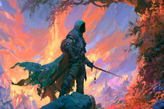 create fantasy card game art and book illustrations