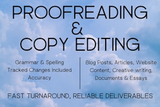 proofread and copy edit your document, essay, or blog post
