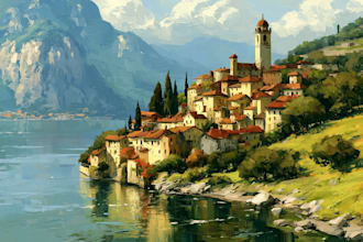 digitally oil painting landscape