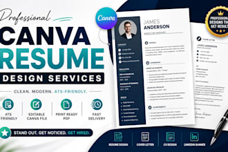 design canva resume, cv, cover letter, canva resume template, business card, ats