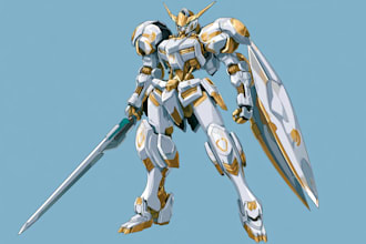 create anime inspired mecha character artwork