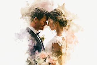 create a hand painted watercolor couple portrait keepsake