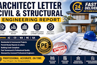 architect letter, civil and structural engineering report, arizona co, wa, nc ga