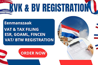 dutch kvk bv vof nv registration vat filing support income return tax eenmaszaak