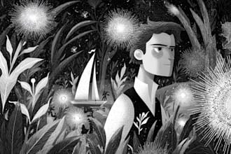 draw simple black and white illustration
