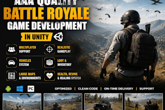 make a battle royale, fps, or tps game in unity