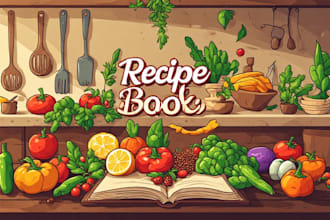 design an unique cookbook cover and recipe book cover design