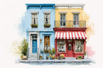 hand paint your house or store front with watercolors
