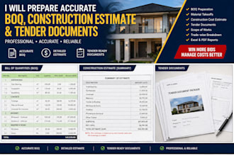 prepare accurate boq, construction estimate and tender documents
