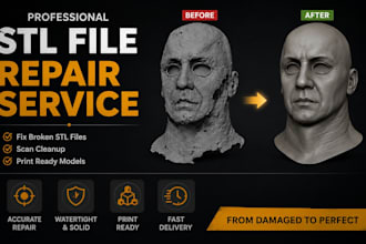 do stl file repair custom modification 3d printing, 3d model
