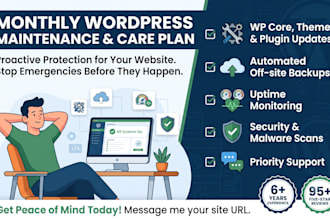 provide monthly wordpress maintenance and care plan