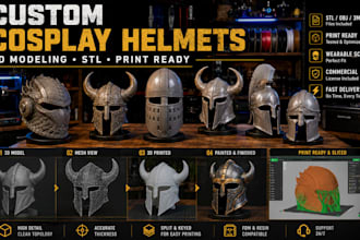 do custom 3d cosplay helmet, anime helmet, samurai helmet stl for 3d printing