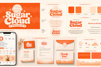 design a feminine groovy business logo branding kit