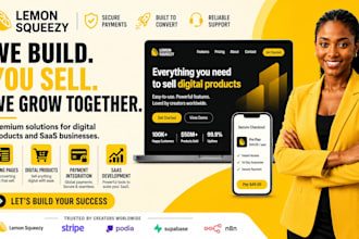 build lemon squeezy website landing page digital product saas development