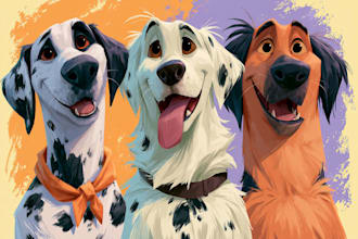 draw your dog or any pets into cartoon