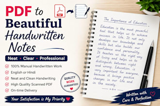 convert PDF to neat handwritten notes in english or hindi