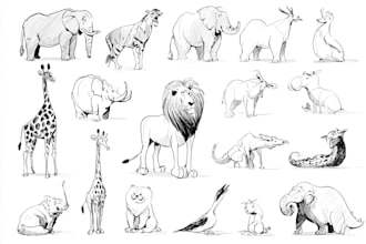 draw simple line art of animals cartoons or anything for you
