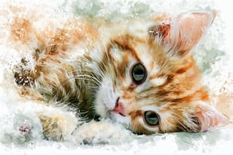 paint watercolor portrait of your pets or animal photos