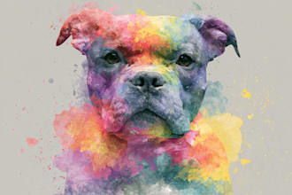 draw a rainbow watercolor portrait of your pet