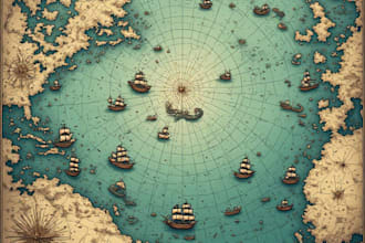 draw custom historical replica maps and vintage old world charts
