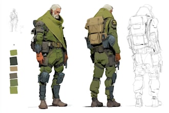 make military character design or military themed illustration