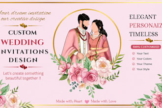 design a custom wedding invitation cards and  digital invites