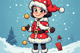 custom design christmas cartoon caricature illustration