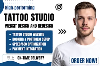 design tattoo studio website, booking, portfolio